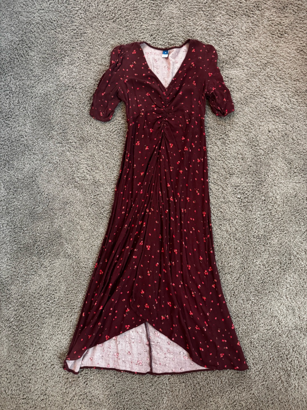 Old Navy Wine Red Floral High-Low Midi Dress